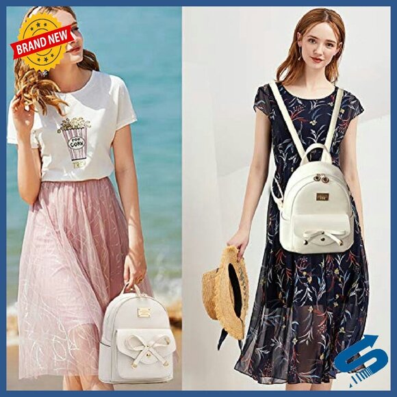 Mini PU Leather Backpack with Bowknot, Adjustable Straps, Multi-Pocket Design main image 8